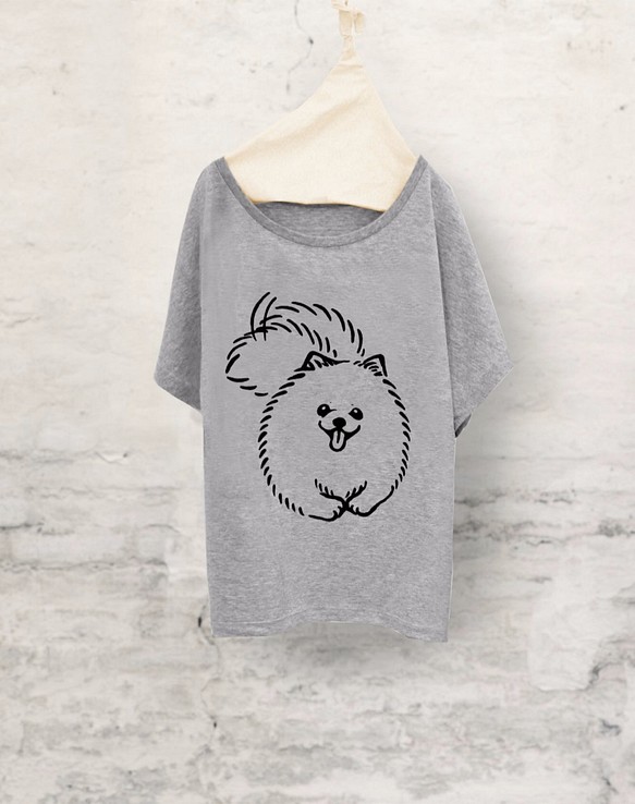 博美犬　飛鼠袖T恤 （灰）犬 第1張的照片