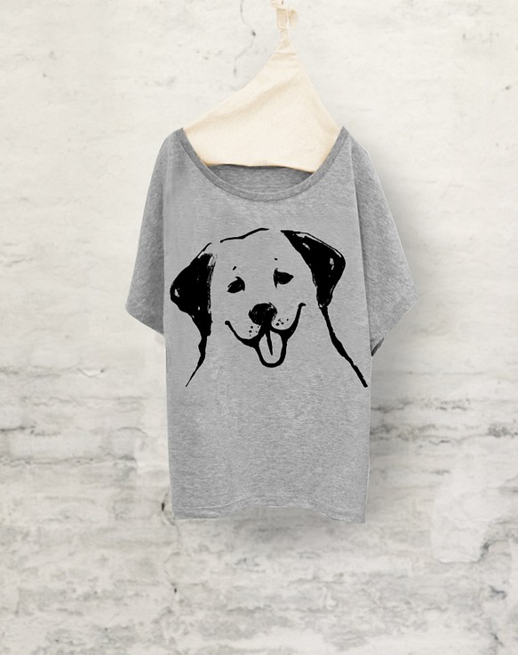 ラブラドールレトリバー　ドルマン Tシャツ（グレー）犬 1枚目の画像