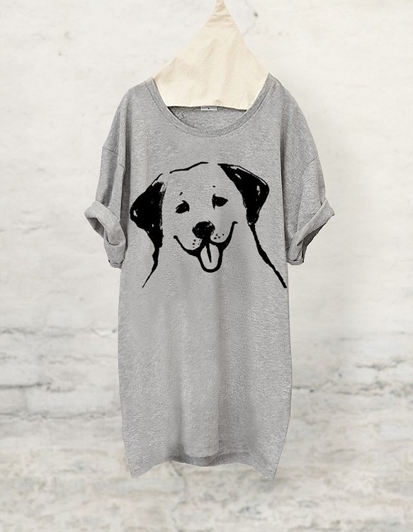ラブラドールレトリバー　 Tシャツ　（グレー）犬 1枚目の画像