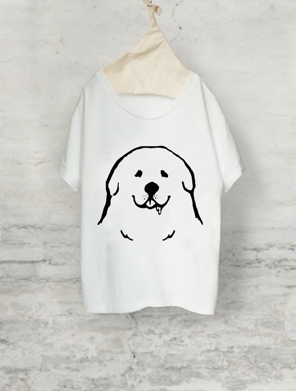 グレートピレニーズ　ドルマンTシャツ（ホワイト）犬 1枚目の画像