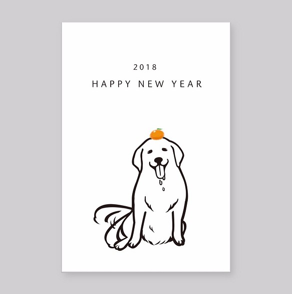【年賀状】ゴールデンレトリバー 【5枚入り】 2018 干支　戌年　犬 1枚目の画像