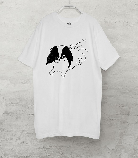 【受注生産】狆　Tシャツ（ホワイト）犬 1枚目の画像
