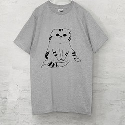 スコティッシュフォールド　Tシャツ　Lサイズ（グレー）猫 1枚目の画像
