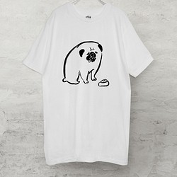 餌待ち パグ Tシャツ（ホワイト）犬　XLサイズ 1枚目の画像