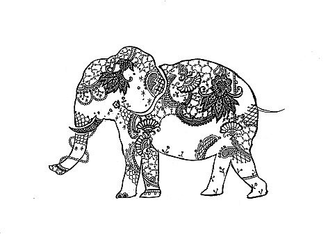 【lace調】散歩に出かける　象さん(A4ポスター) 1枚目の画像