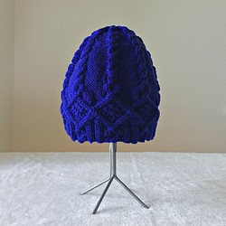 ケーブルのニット帽（ブルー） 1枚目の画像