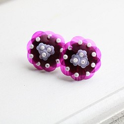 Bouquet piressed earring（ deep purple ） 1枚目の画像