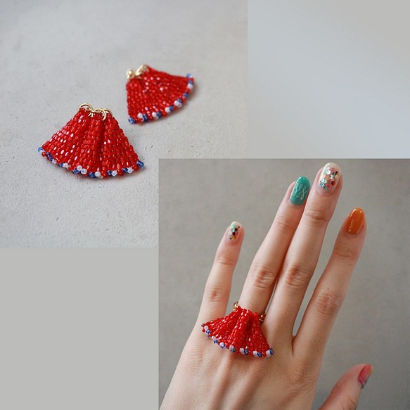 リンクコーデ2020』Frilly ring & Earring (red) gstaaddelivery.x10.mx