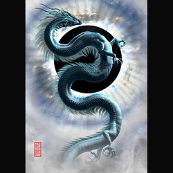龍の絵「エクリプス・青龍」自作A4　竜の絵 1枚目の画像