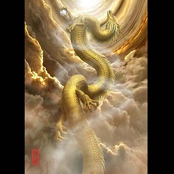 龍の絵「昇龍・金龍」自作A4　竜の絵 1枚目の画像