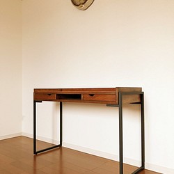 【hirochan14様専用】アイアン　デスク　収納　ウォールナット　アンティーク　テーブル　PCテーブル　 1枚目の画像