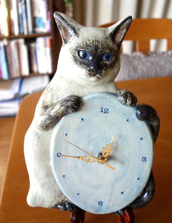 シャム猫の壁掛時計 - 掛け時計・置き時計