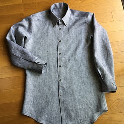 【オーダーメイド】最高級リネン・メンズボタンダウンシャツ 1枚目の画像