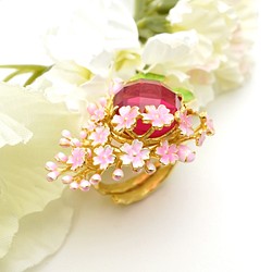 桜モチーフリング サイズフリー ピンク Sv925 18KGP 1枚目の画像