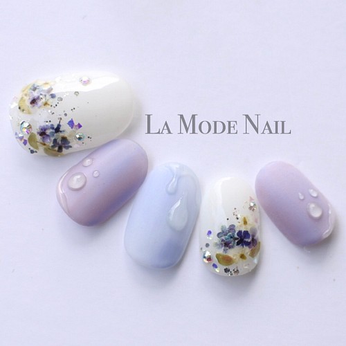 梅雨しずく あじさいネイル No 073 ネイルチップ ネイルシール La Mode Nail 通販 Creema クリーマ ハンドメイド 手作り クラフト作品の販売サイト