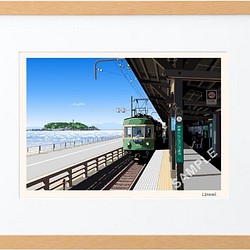 額付きアート（A3サイズ）「鎌倉高校前駅から」 1枚目の画像