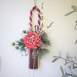 【送料割引】お正月飾り タッセルスワッグ 77（ピンク）アーティフィシャルフラワー 1枚目の画像