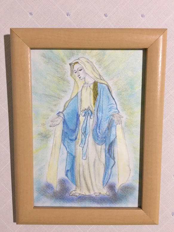 パステル・色鉛筆画「マリア様」 1枚目の画像