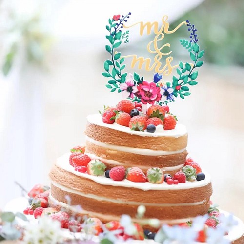 ケーキトッパー MR&MRS 結婚式 ウエディング ケーキ ブライダル リーフ 