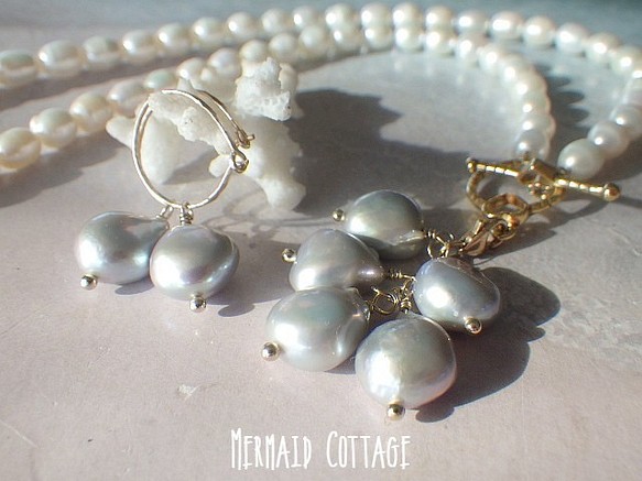 季節限定コフレ】2WAY!*14kgf* Sea Goddess Pearl Necklace バロック