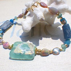 Roman glass & Opal bracelet 14kgf 1枚目の画像