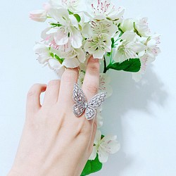 【戒指系列】大蝴蝶純銀戒指 第1張的照片