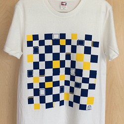 市松SDカード柄Tシャツ(白・L) 1枚目の画像