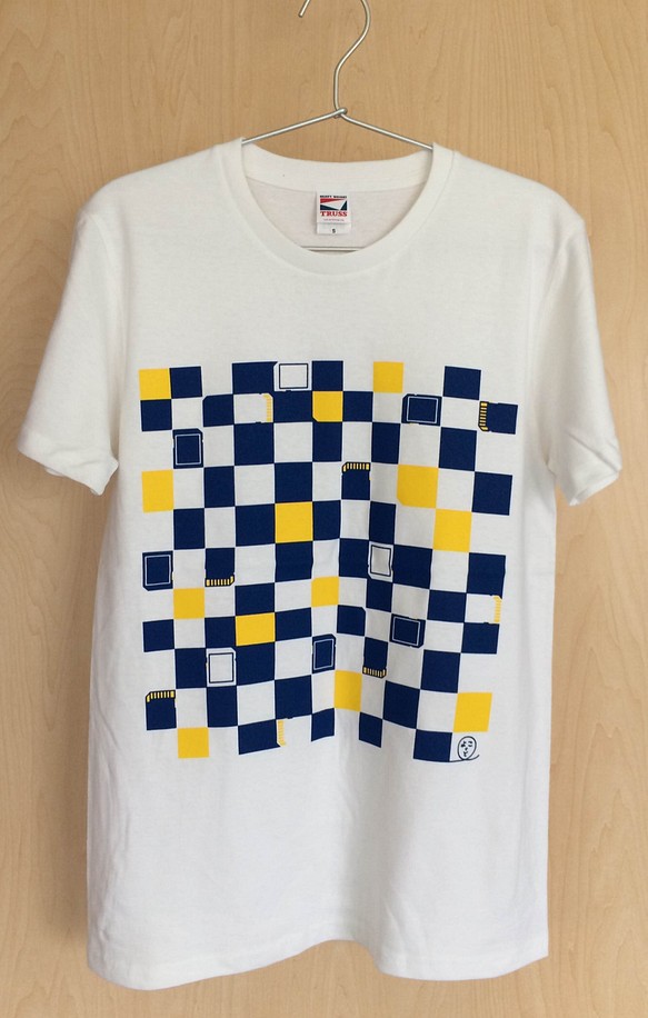 市松SDカード柄Tシャツ(白・L) 1枚目の画像