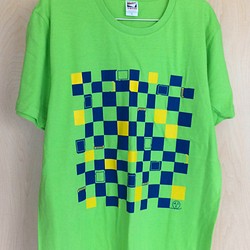 市松SDカード柄Tシャツ(黄緑色・S) 1枚目の画像