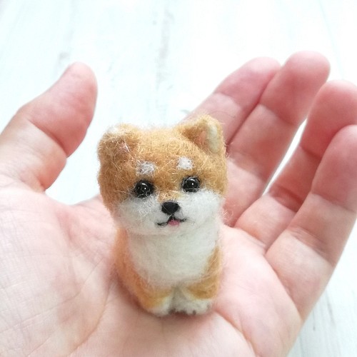 ◾受注制作・羊毛フェルトの小さなわんこ(柴犬・茶) マスコット 犬