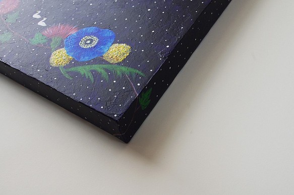 油絵 アートキャンバス「Night Flower」宇宙 土星 emmanuelfranca.com.br