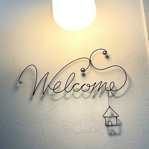 welcome　〜ビーズ〜　ワイヤークラフト　アート　壁掛け　壁飾り　シンプル　おしゃれ　可愛い　インテリア　雑貨