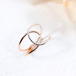 [14kgf YG x silver925] 互相擁抱♡“伴侶戒指”打結愛情戒指/小指護身符戒指 第1張的照片