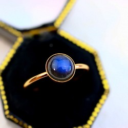 [14Kgf] 6 毫米石頭藍色拉布拉德騎行擋板型天然石戒指，不會被卡住 第1張的照片