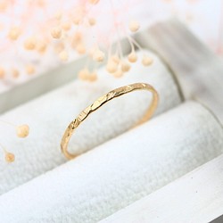 1.2mm寬/14kgf黃金“神秘切割戒指”/小指戒指，簡單精緻的戒指 第1張的照片