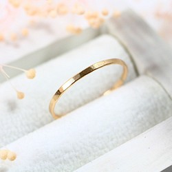 1.2毫米寬度/ 14kgf黃金“扁平切工戒指” /小指戒指，簡單精緻的戒指 第1張的照片
