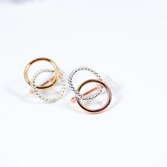 [Creema Limited] 14Kgf &amp; silver925 耳環般的耳環～W Lea 戒指系列～ 第1張的照片