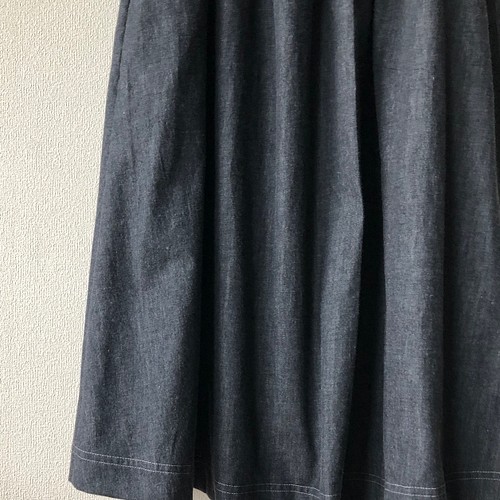 受注制作）くたくた6オンスデニムのギャザースカート フリーサイズ 