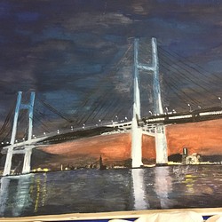 水彩画(横浜ベイブリッジ) 1枚目の画像