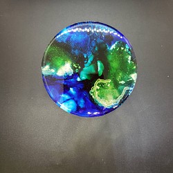 アルコールインクアート レジンコーティング 瑠璃色の地球「2」 1枚目の画像