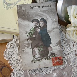 フランスアンティ－クポストカード（Bonne Annee チャイルド） 1枚目の画像