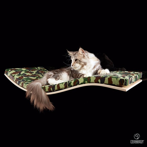 交貨日期未定|飛貓架子A（環保肥皂表面，綠色迷彩）貓床貓架子迷彩 第1張的照片