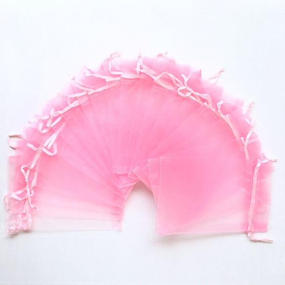 オーガンジー　巾着　20枚セット　(ピンク) 1枚目の画像