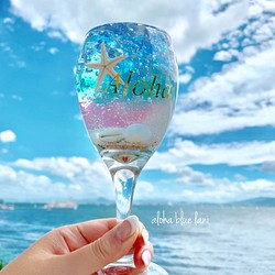 再販　ジェルインテリア Alohaグラス　⑩ プルメリアの香り 1枚目の画像