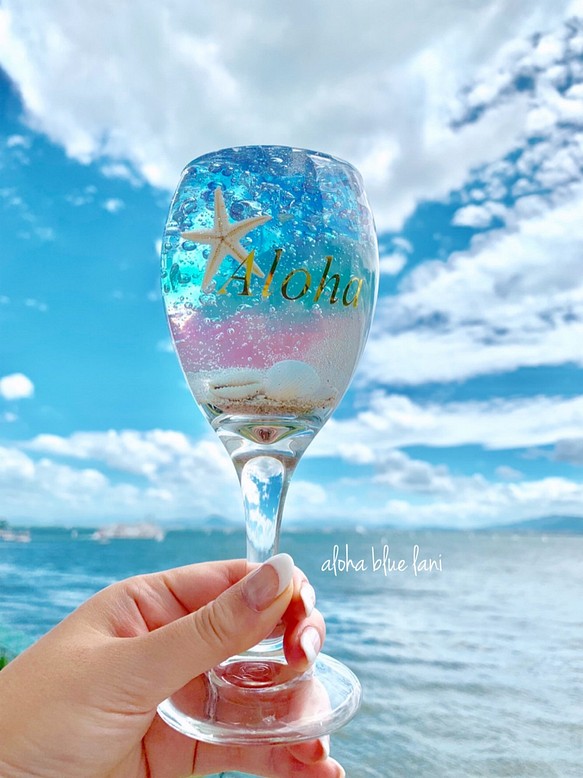 再販　ジェルインテリア Alohaグラス　⑩ プルメリアの香り 1枚目の画像