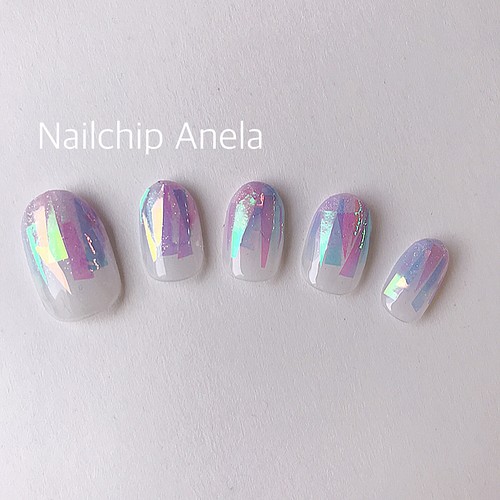 オーロラフィルムネイルチップ ネイルチップ ネイルシール Nailchip Anela 通販 Creema クリーマ ハンドメイド 手作り クラフト作品の販売サイト