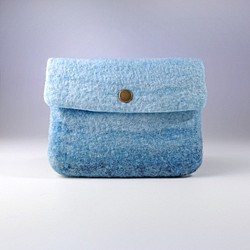 手工混色設計一體成型羊毛氈錢包/藍色 第1張的照片