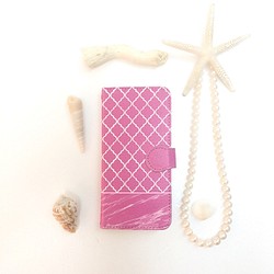 品紅色粉色大理石摩洛哥圖案筆記本型保護套 No Bijou iPhone/Xperia/Galaxy 第1張的照片