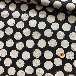 110×50 綿麻キャンバス コットンリネン ラメドットの布 生地 ブラック 1枚目の画像