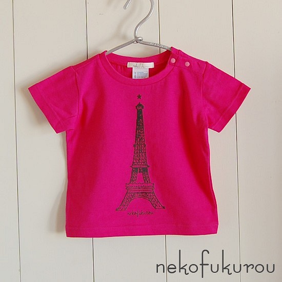 艾菲爾鐵塔圖案（90公分）兒童T恤 熱帶粉 第1張的照片